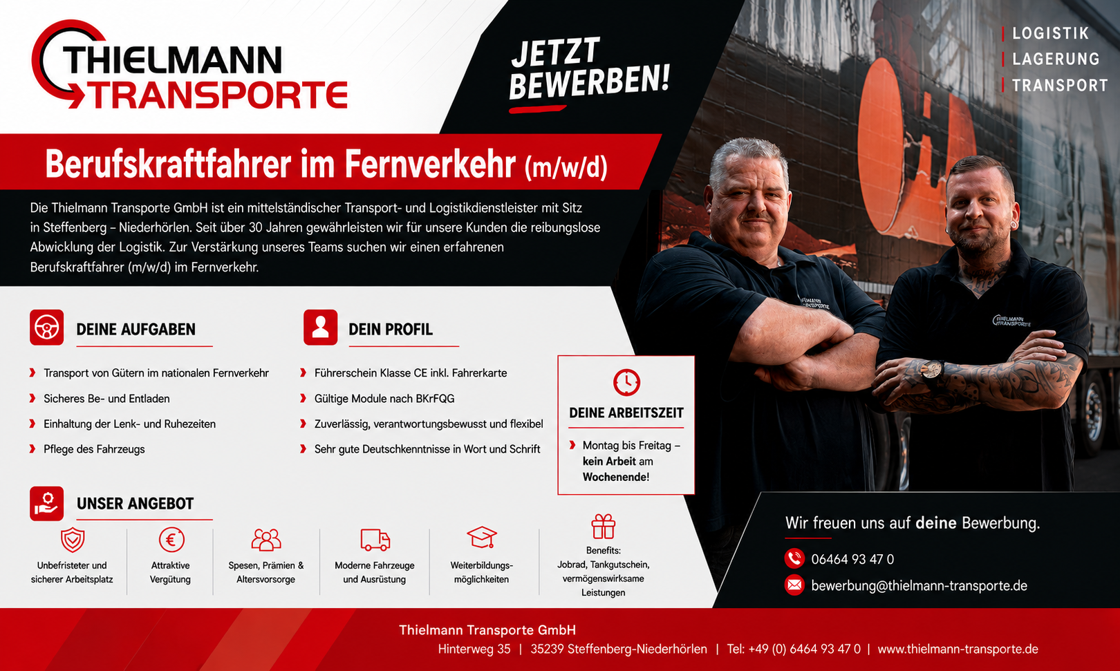 Stellenanzeige Berufskraftfahrer im Fernverkehr